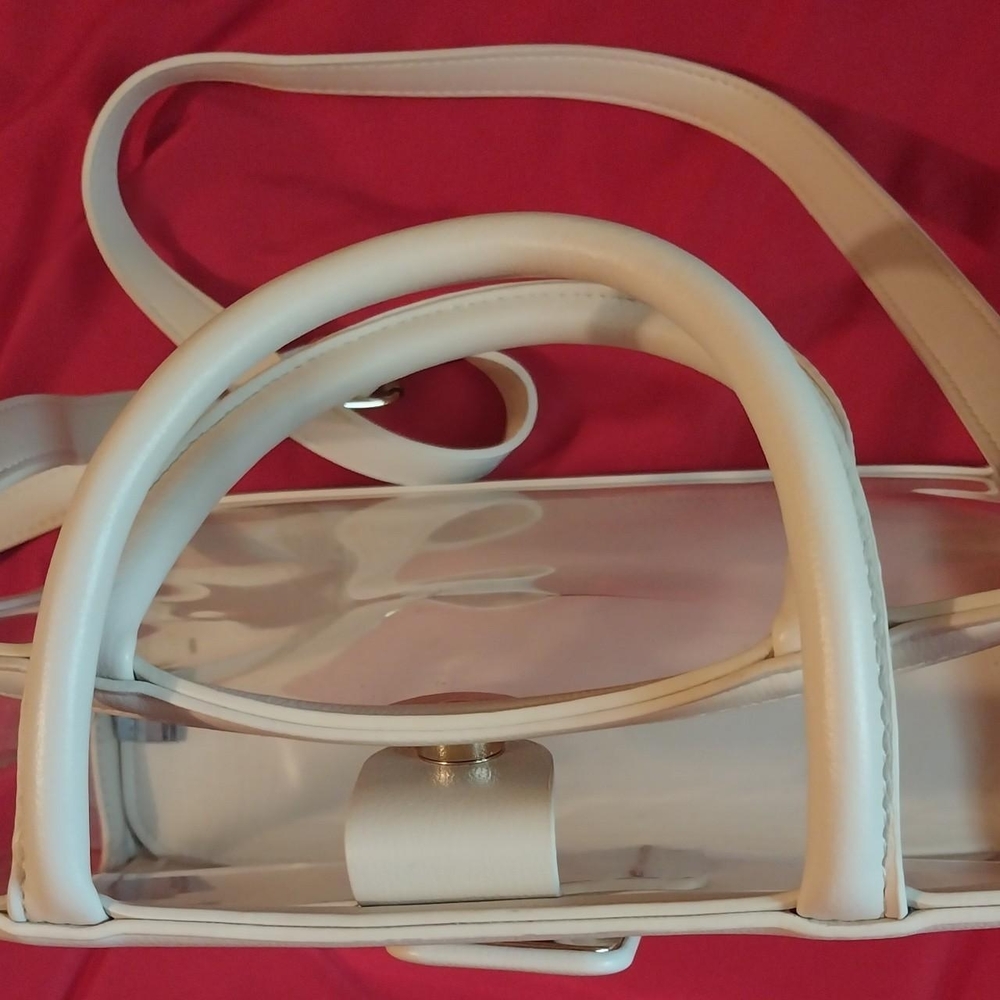 Source Unknown White Clear Tote with Buckle Detail - Picture 4 of 13
